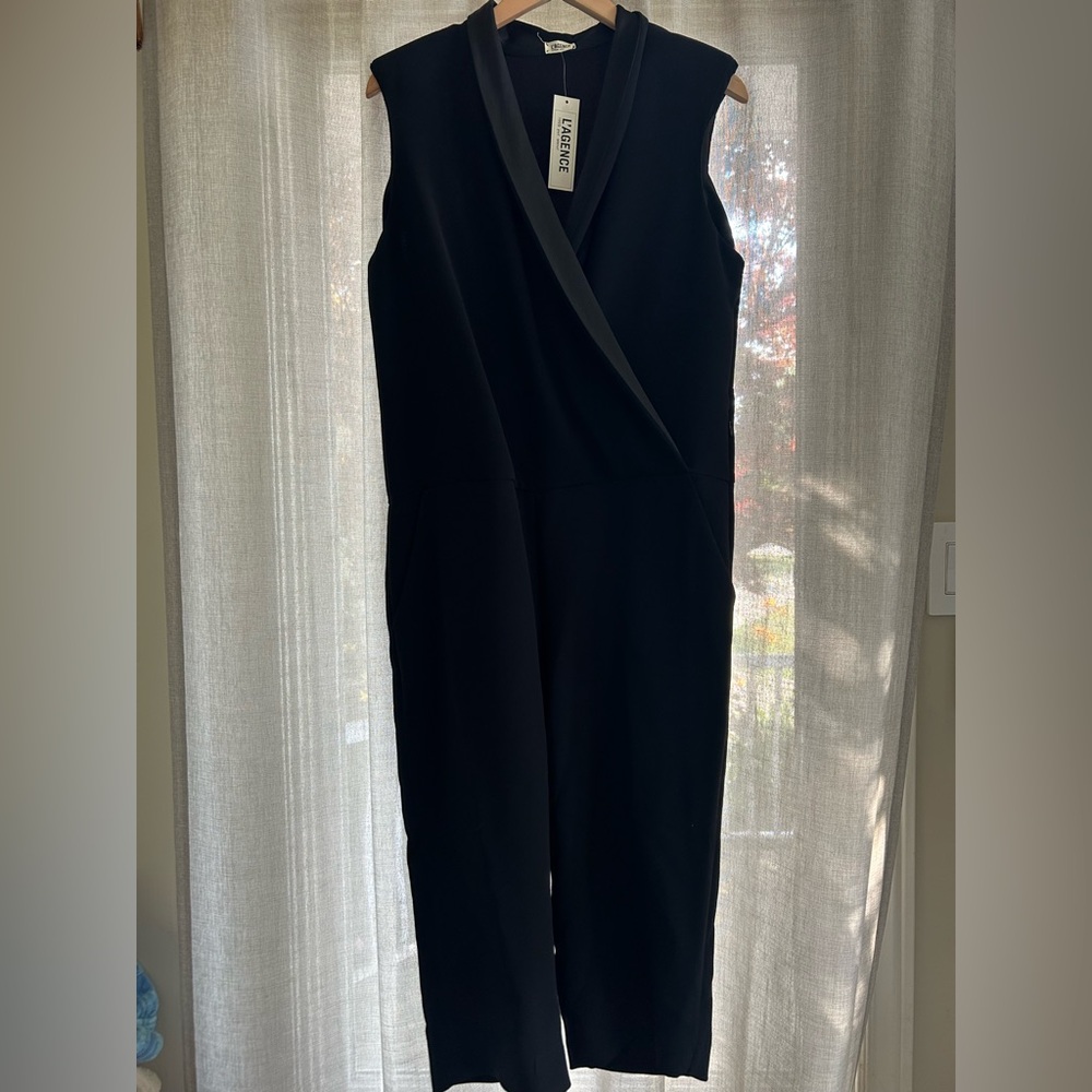 L'AGENCE Black Wrap-Style Jumpsuit